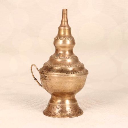 Unique Handmade Brass Oil Lamp in Brown Finish for Decor