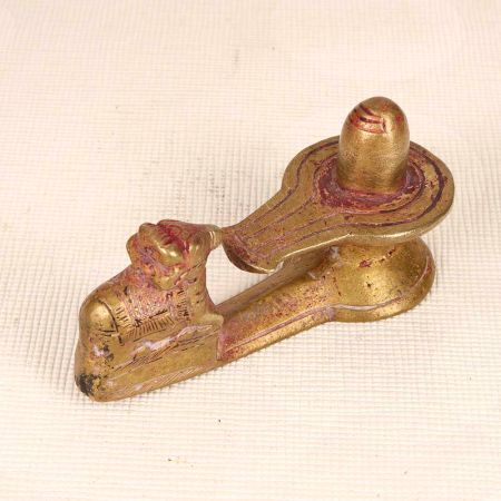 Handmade Finest Brass Nandi and Shiva Lingam for Prayer Room