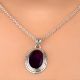 92.5 Sterling Silver Pendant Big Oval Shaped Amethyst Rope Design Pendant
