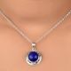 92.5 Sterling Silver Pendant Round Blue Tourmaline Gemstone Pendant