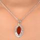 92.5 Sterling Silver Red Carnelian Pendant Marquise Delicate Wedding Gift