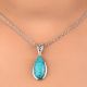 92.5 Sterling Silver Pendant Long Teardrop Shaped Blue Turquoise Gemstone Pendant