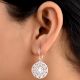 Round 92.5 Sterling Silver Floral Filigree Earrings For Women