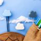 Multicolor Ceramic Cloud Modern Kids Wall Hook-3 Pieces