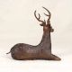 Vintage Finest Brass Sitting Deer Statue in Tribal Art from Odisha