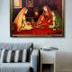 Vintage Canvas Painting of Three Lady Playing Chausar