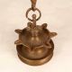 Northern Indian Hanging Brass Oil Lamp with Chain for Prayer Room