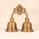 Finest Brass Double Temple Bell with Shivling and Cobra Carving