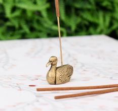 Antique Golden Brass Duck Incense Stick Holder