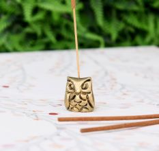 Antique Golden Brass Wise Owl Incense Stick Holder
