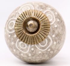 White Round Crackle Cream Dresser Knob