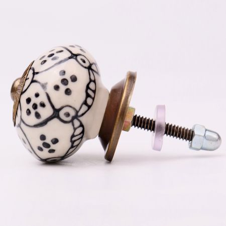 Black Poinsettia Flower Ceramic Knob