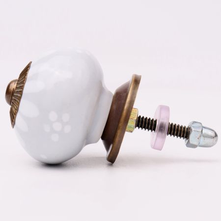 Light Grey Handpainted Floral Knob