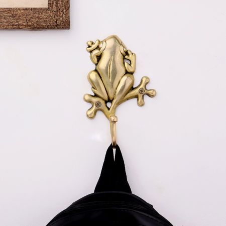 Golden Bronze Frog Wall Hooks