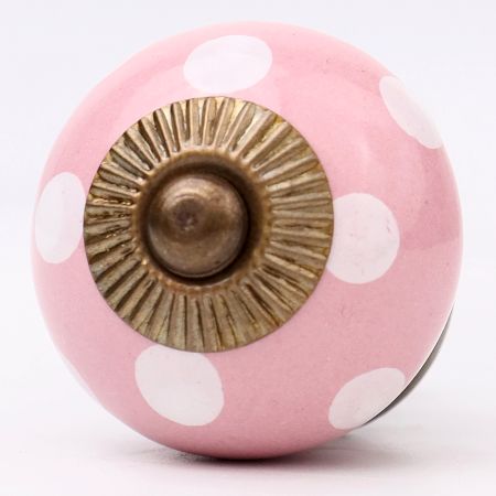 Pink Polka Dotted Small Ceramic Cabinet Knobs