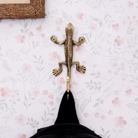 Golden Brass Lizard Wall Hook
