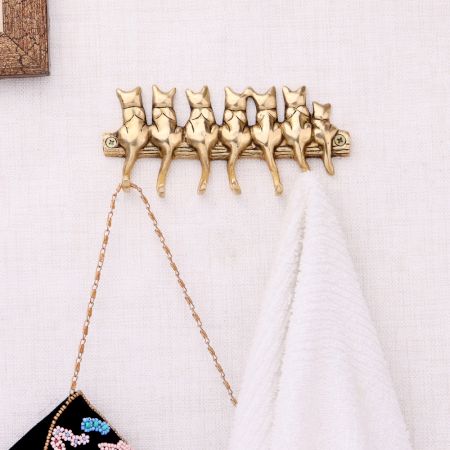 Brass Cat Wall Key Holder