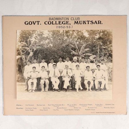 Vintage Paper Photograph of Badminton Club Govt. College Muktsar