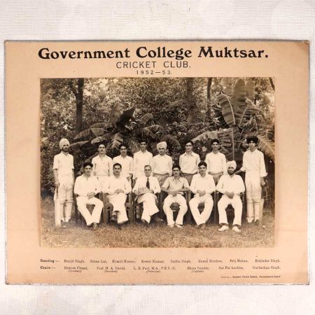 Cricket Club Government College Muktsar Vintage Paper Photograph