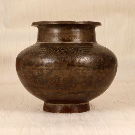 Dark Finish Engraved Holy Water Pot Made of High-Quality Brass