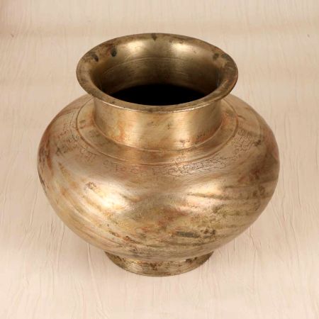 Grey Finish Handmade Brass Holy Water Pot for Flower Decoration