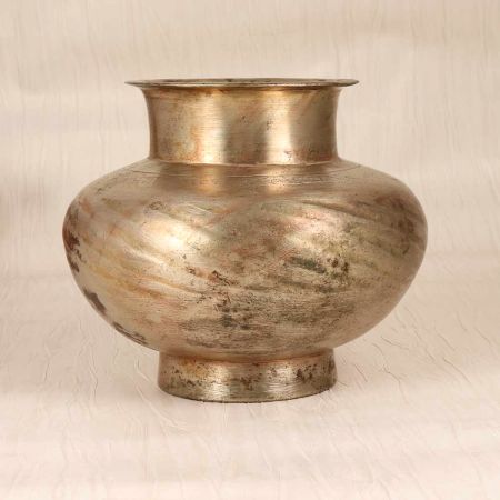 Grey Finish Handmade Brass Holy Water Pot for Flower Decoration