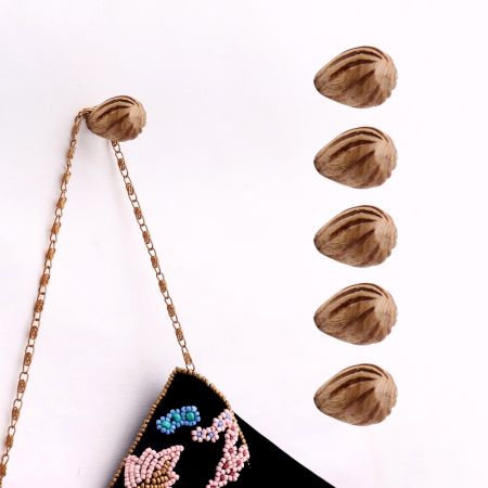 Natural Wooden Wall Hooks-6 Pieces