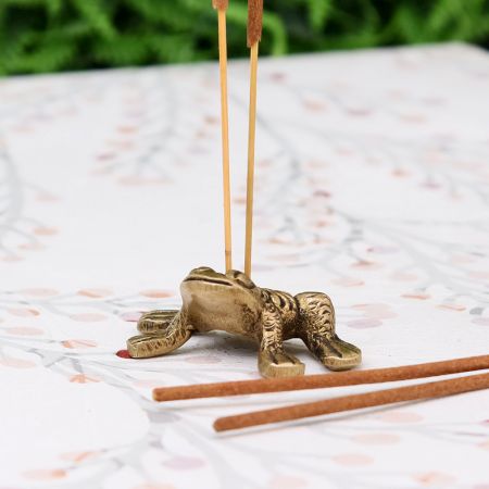 Brass Antique Golden Frog Agarbatti/ Incense Holder Stand