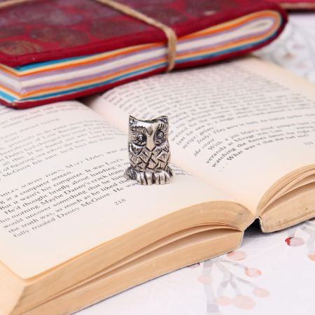 Silver Brass Owl Decorative Incense Holder Paper weight