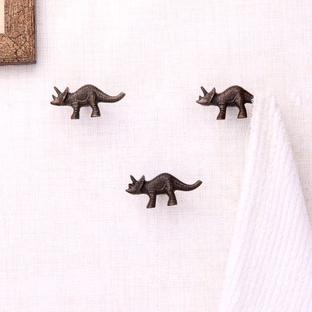 Antique Modern Iron Rhinoceros Wall Hooks-Pack of 3
