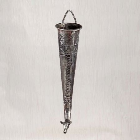 Engraved Handmade Brass Nandi Head Pipe in Grey Finish