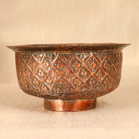 Antique Brown Finish Copper Bowl in Islamic Art for Decoration