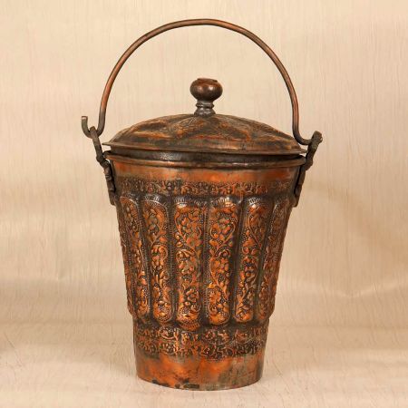 Vintage Premium Copper Bucket with Lid for Home Decoration