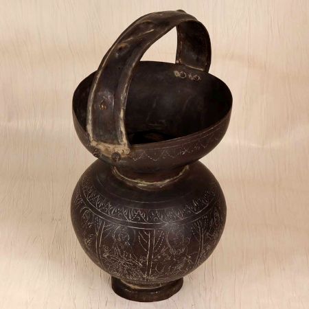 Engraved Vintage Finish Brass Kamandal for Home Decor