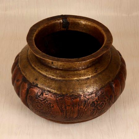 Handmade Brown Finish Brass Copper Pot for Flower Decoration