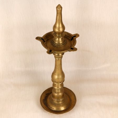 5 Jyots Traditional Brass Oil Lamp in Vintage Finish for Prayer Room
