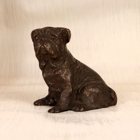 Dark Finish Handmade Brass Dog Statue in Sitting Position