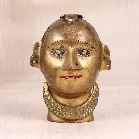 Traditional Brown Brass Gauri Head Statue for Temple