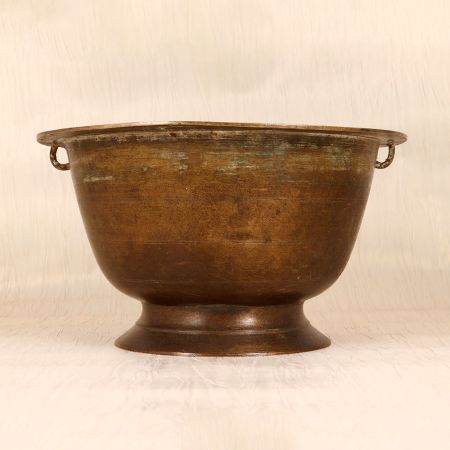 South Indian Art Brass Holy Pot in Brown Finish for Decor