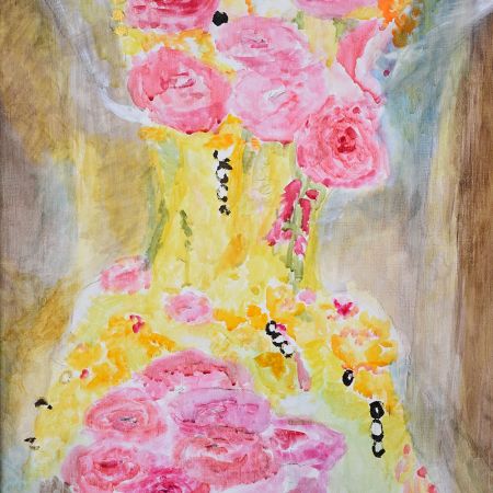 Adorable Canvas Painting of Flower Bouquet by Rosemarie Gorke