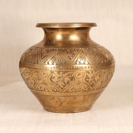 Beautiful Engraved Brass Holy Water Pot Crafted in Gujarat Art
