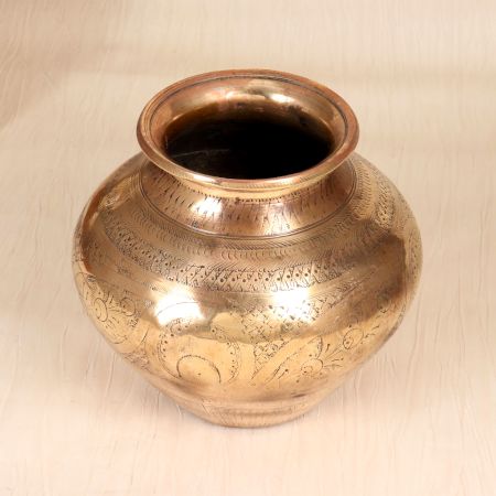 Sturdy Gujarati Handmade Brass Holy Water Pot for Decoration