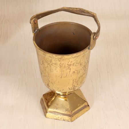English Art Vintage Brass Cup with Handle for Flower Decor