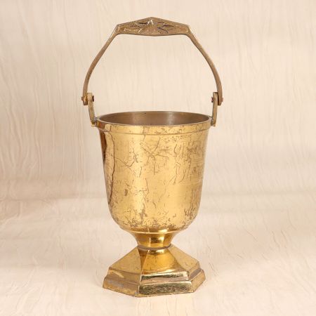 English Art Vintage Brass Cup with Handle for Flower Decor
