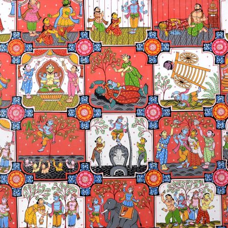 Beautiful Pattachitra Painting of Lord Krishna's Life for Decoration