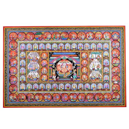 Cloth Paper Painting of Lord Ganesha in Pattachitra Art for Prayer Room