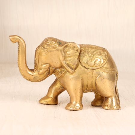 Handcrafted Engraved Brass Elephant Statue for Vintage Collection