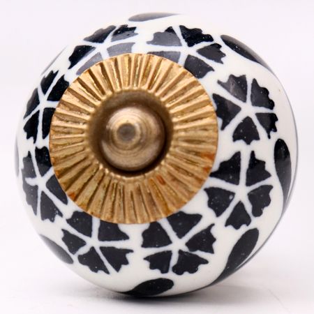 Black Tiny Flower Ceramic Knob