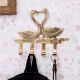 Handmade Two Brass Swan with 4 Hooks Crafted Key Holder
