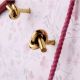 Solid Golden Knot Brass Wall Hooks-Pack of 3